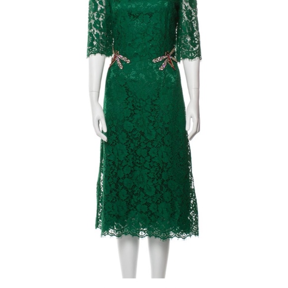 Dolce & Gabbana Dragonfly-Embellished Lace Midi Dress Gorgeous Classic - Picture 7 of 11